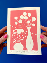 Load image into Gallery viewer, Handprinted Blockprint - “Pink Still Life” Limited Edition
