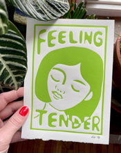 Load image into Gallery viewer, Handprinted Blockprint • “Feeling Tender” in Chartreuse
