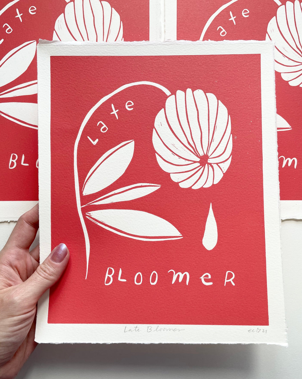 Handprinted Blockprint • Late Bloomer in Warm Orange