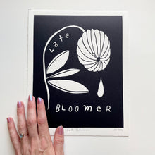 Load image into Gallery viewer, Handprinted Blockprint • Late Bloomer in Black
