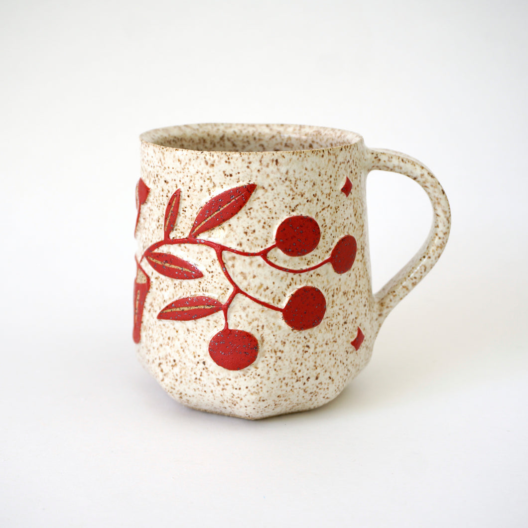 PREORDER! Red Bouquet Handbuilt Mug ~ Collaboration with Lelu