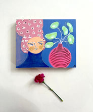 Load image into Gallery viewer, Original Painting on maple board - Girl with Vase - Free US shipping included
