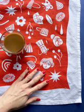 Load image into Gallery viewer, Red Jumble Cotton Tea Towel
