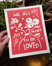 Load image into Gallery viewer, Handprinted Blockprint • To Be Loved in Vermilion Red
