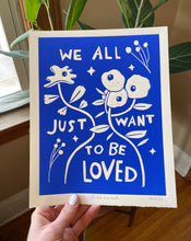 Load image into Gallery viewer, Handprinted Blockprint • To Be Loved in Ultramarine Blue
