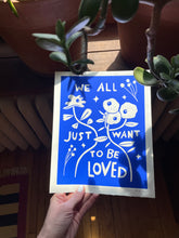 Load image into Gallery viewer, Handprinted Blockprint • To Be Loved in Ultramarine Blue
