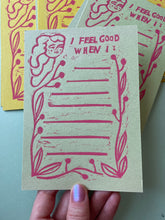 Load image into Gallery viewer, August 2021 blockprint: I Feel Good (ships free)

